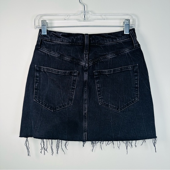 Abercrombie & Fitch Ultra High Rise Distressed Denim Mini Skirt Black Size 2 - Picture 2 of 10